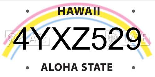 4YXZ529 Hawaii License Plate