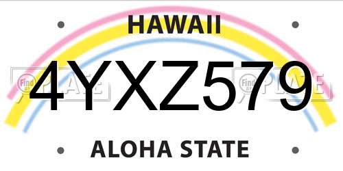 4YXZ579 Hawaii License Plate