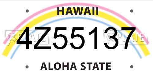 4Z55137 Hawaii License Plate