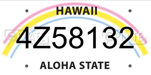 4Z58132 Hawaii License Plate