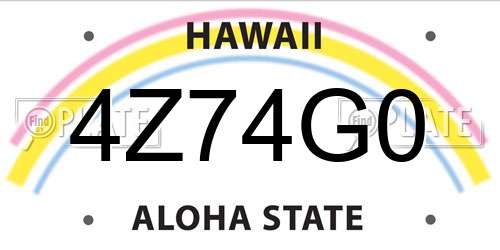4Z74G0 Hawaii License Plate