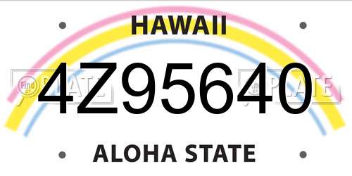 4Z95640 Hawaii License Plate