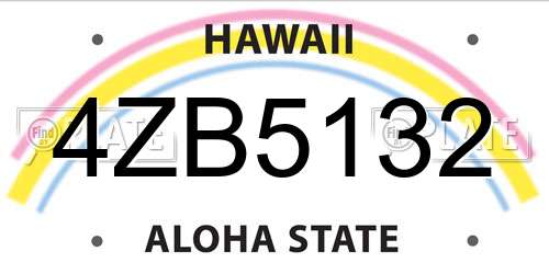 4ZB5132 Hawaii License Plate