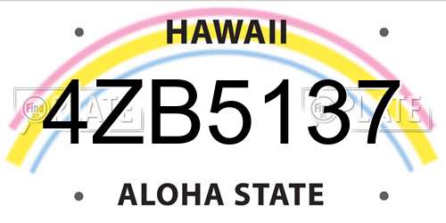 4ZB5137 Hawaii License Plate