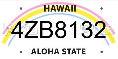 4ZB8132 Hawaii License Plate