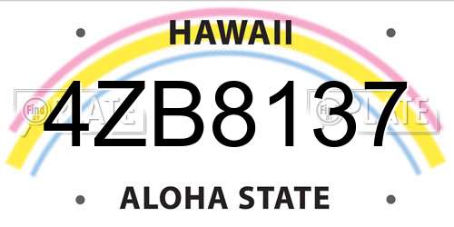 4ZB8137 Hawaii License Plate