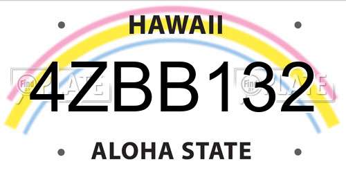 4ZBB132 Hawaii License Plate
