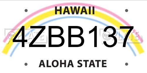 4ZBB137 Hawaii License Plate