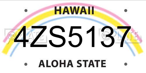 4ZS5137 Hawaii License Plate