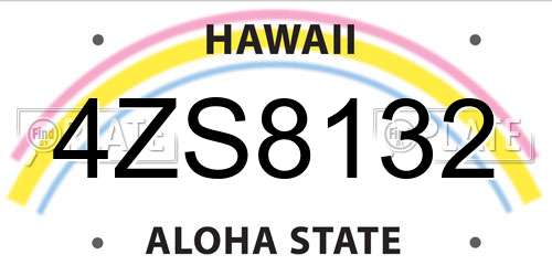 4ZS8132 Hawaii License Plate