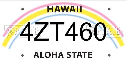 4ZT460 Hawaii License Plate