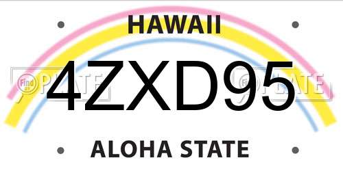 4ZXD95 Hawaii License Plate