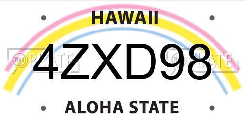 4ZXD98 Hawaii License Plate