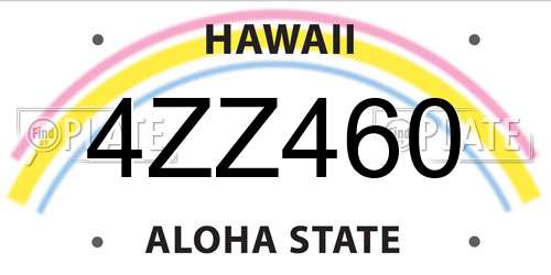 4ZZ460 Hawaii License Plate