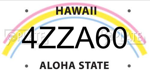 4ZZA60 Hawaii License Plate