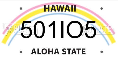 501IO5 Hawaii License Plate
