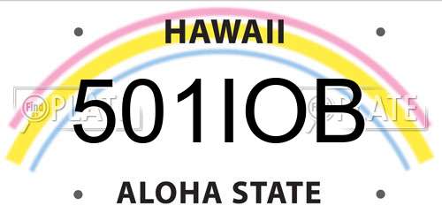 501IOB Hawaii License Plate