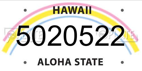 5020522 Hawaii License Plate