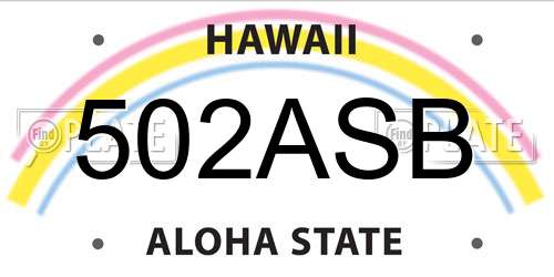 502ASB Hawaii License Plate