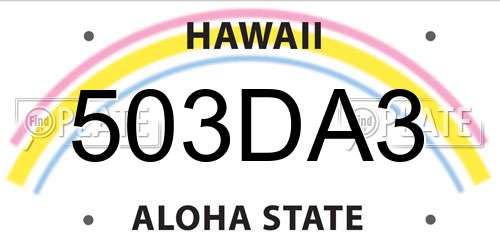 503DA3 Hawaii License Plate