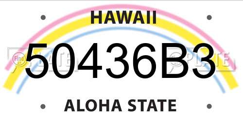 50436B3 Hawaii License Plate