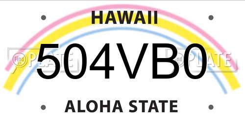 504VB0 Hawaii License Plate