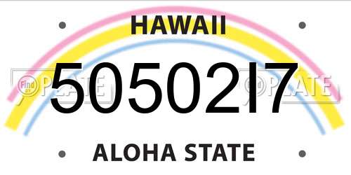 50502I7 Hawaii License Plate