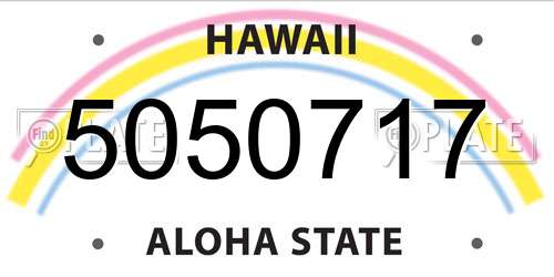 5050717 Hawaii License Plate