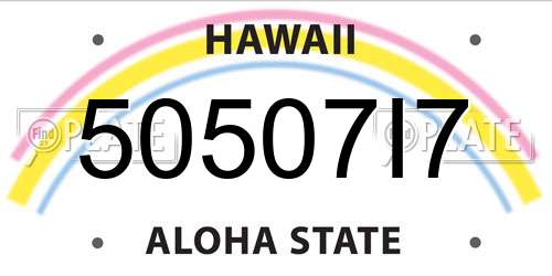 50507I7 Hawaii License Plate