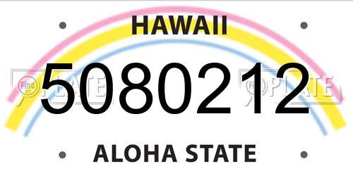 5080212 Hawaii License Plate