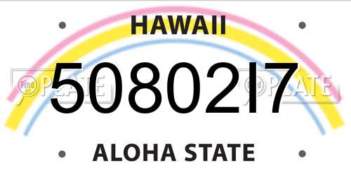 50802I7 Hawaii License Plate