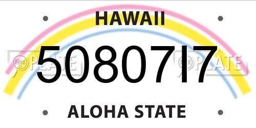 50807I7 Hawaii License Plate