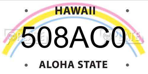 508AC0 Hawaii License Plate