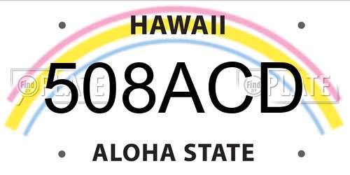508ACD Hawaii License Plate