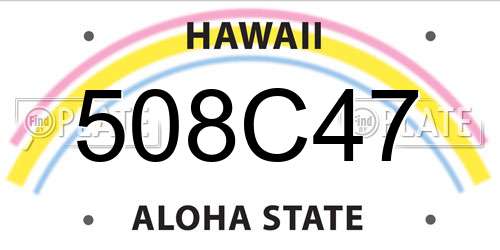 508C47 Hawaii License Plate