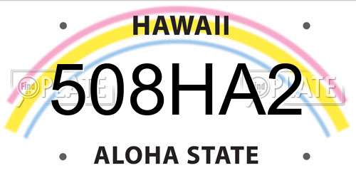 508HA2 Hawaii License Plate