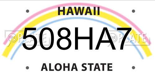 508HA7 Hawaii License Plate