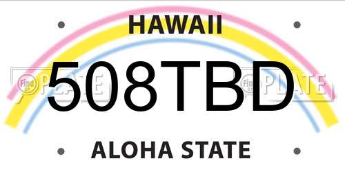 508TBD Hawaii License Plate
