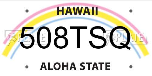 508TSQ Hawaii License Plate