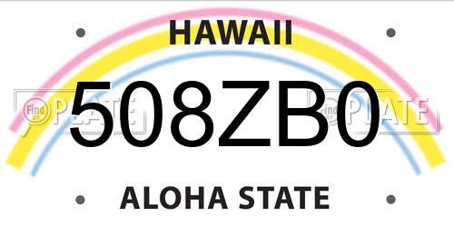 508ZB0 Hawaii License Plate