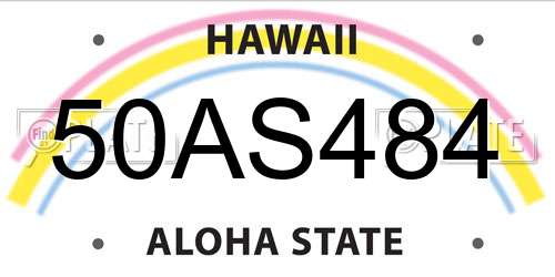 50AS484 Hawaii License Plate