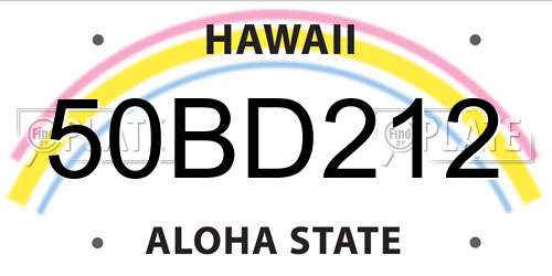 50BD212 Hawaii License Plate