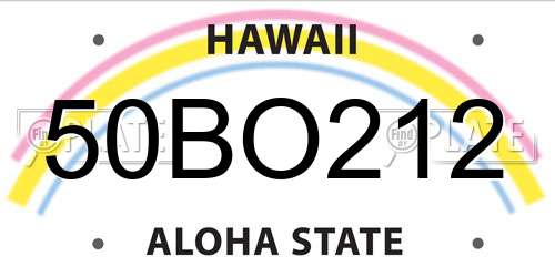 50BO212 Hawaii License Plate