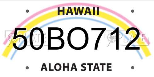 50BO712 Hawaii License Plate