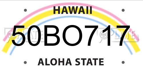 50BO717 Hawaii License Plate