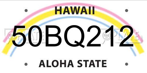 50BQ212 Hawaii License Plate