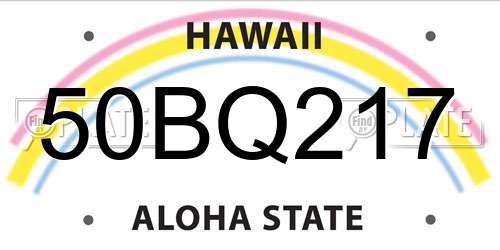 50BQ217 Hawaii License Plate