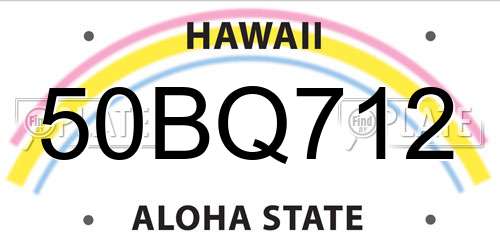 50BQ712 Hawaii License Plate