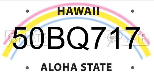 50BQ717 Hawaii License Plate
