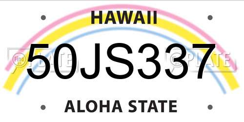 50JS337 Hawaii License Plate